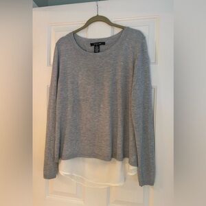 NWT 89th & Madison Heather Gray Long Sleeve Top with White Cami Underlay XL